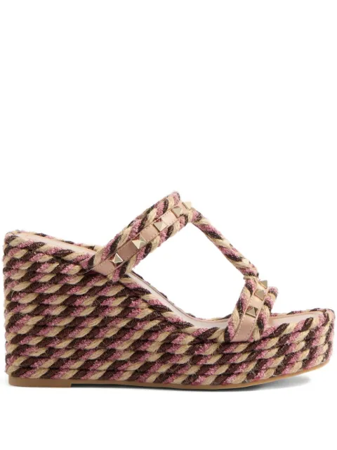 Valentino Garavani 90mm Rockstud wedge sandals Neutrals WS0GI5FJG