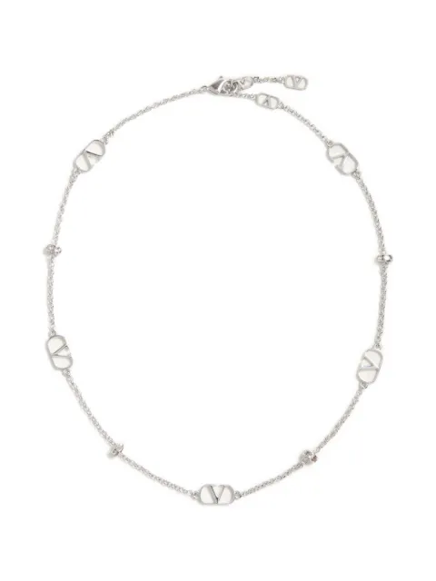 Valentino Garavani Vlogo Signature metal and crystal necklace Silver WJ0Y74YCW