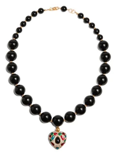 Valentino Garavani Coeur Royal necklace in metal, resin, enamel and Swarovski® crystals Black WJ0Y03QBT