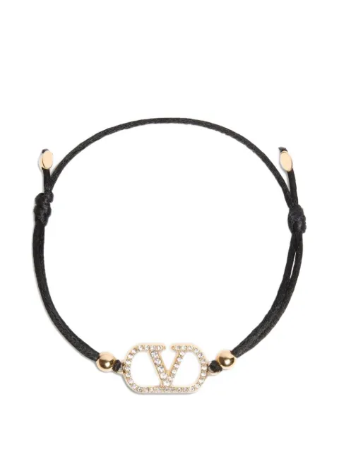 Valentino Garavani Vlogo Signature bracelet in cotton and swarovski crystals Black WJ0X85RLV