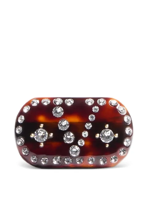 Valentino Garavani Vlogo Signature hair clip in resin metal and crystals Brown WJ0X60LGU