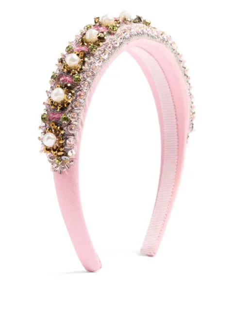 Valentino Garavani beads-embroidery headband Pink WHI00SDWM