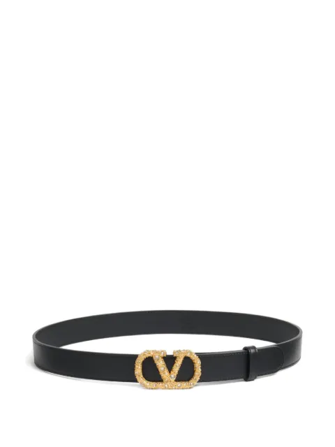 Valentino Garavani 30mm VLogo Signature leather belt Black WT0SM9GBI