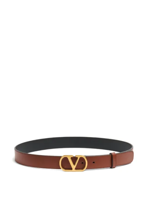 Valentino Garavani VLogo signature belt in shiny calfskin 30 mm Brown WT0SM3IYR