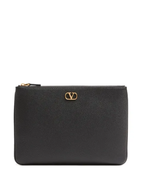 Valentino Garavani VLogo signature grainy calfskin clutch bag Black WP0AK4SNP