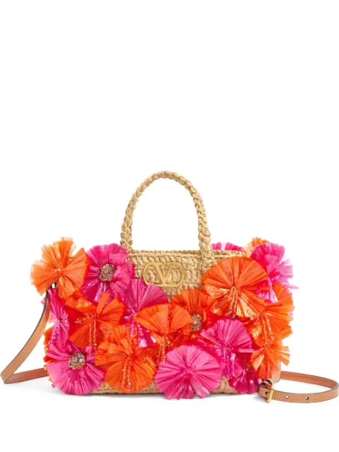 Valentino Garavani small floral-appliqué tote bag Neutrals WB0R23GCZ