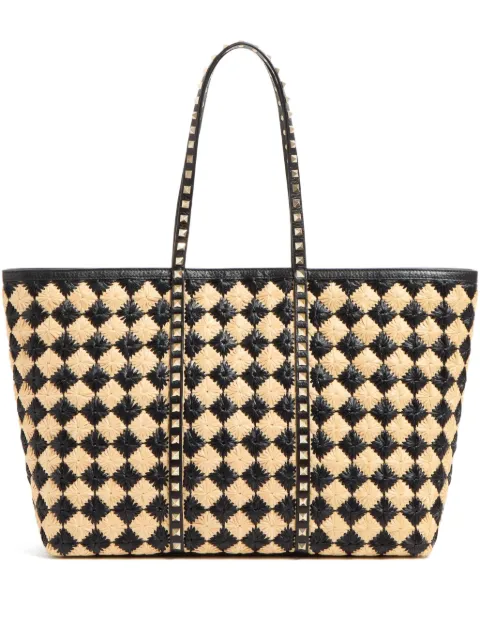 Valentino Garavani Rockstud embroidered tote bag Neutrals WB0R25FFS