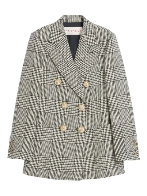 Valentino Garavani houndstooth-pattern virgin-wool blazer Black BCE40090U