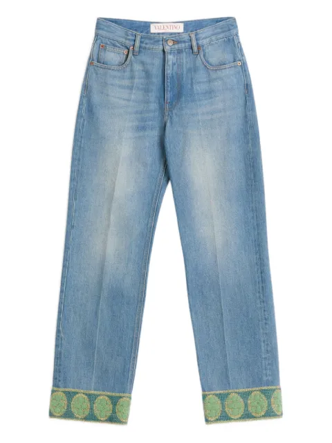 Valentino Garavani jacquard-trim jeans Blue BDD18X94V