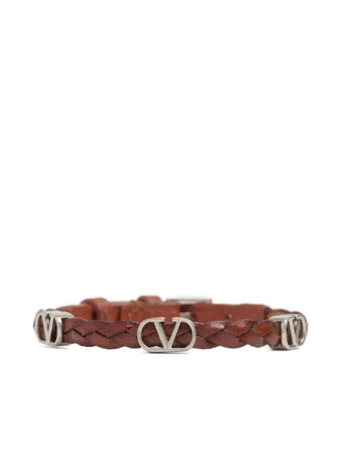 Valentino Garavani Vlogo Signature bracelet in braided calfskin Brown YJ0S50QGP