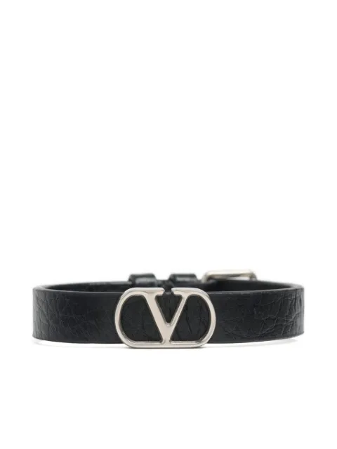 Valentino Garavani Vlogo Signature grainy calfskin bracelet Black YJ0S49GMY