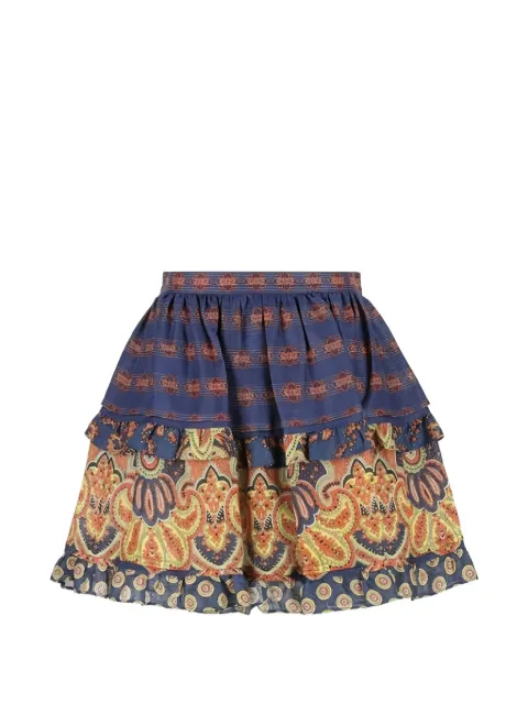 Valentino Garavani mini Medaglioni Voyage Imaginaire linen skirt Blue BRACG1950