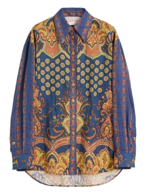 Valentino Garavani Medaglioni Voyage Imaginaire linen shirt Blue BAB7A1950