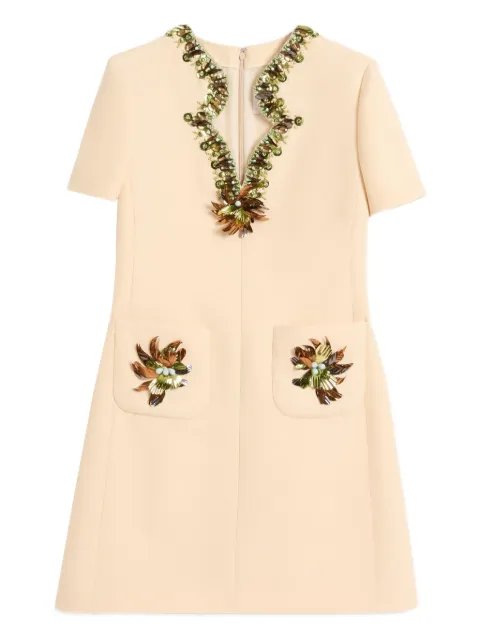 Valentino Garavani Crepe Couture embroidered mini dress Neutrals BVAEV41CF