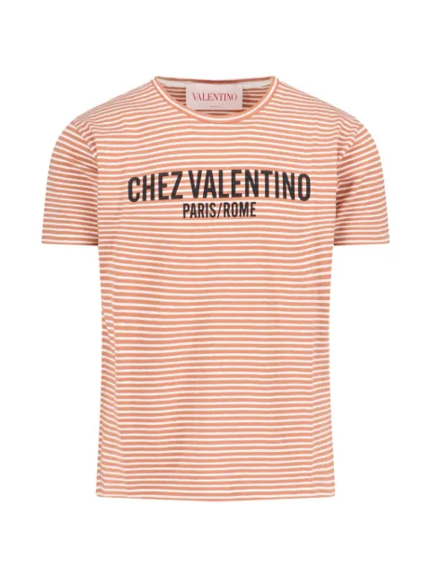 Valentino Garavani Chez-print striped T-shirt Orange VMG16SAPY