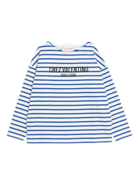 Valentino Garavani Chez-print striped cotton T-shirt Blue VMG16RAPV