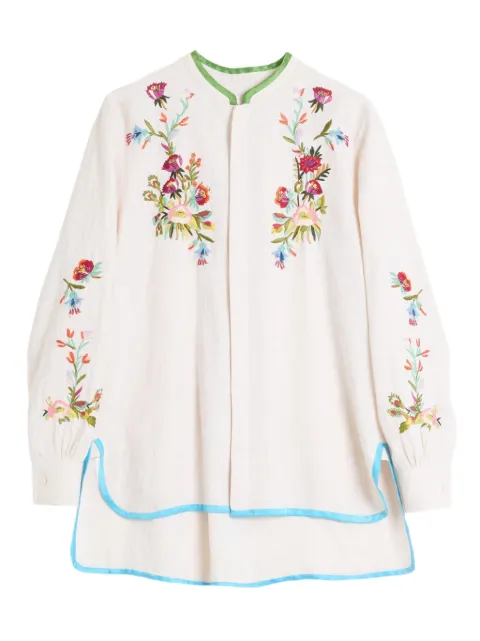 Valentino Garavani floral-embroidered linen shirt Neutrals VABQ15AKR