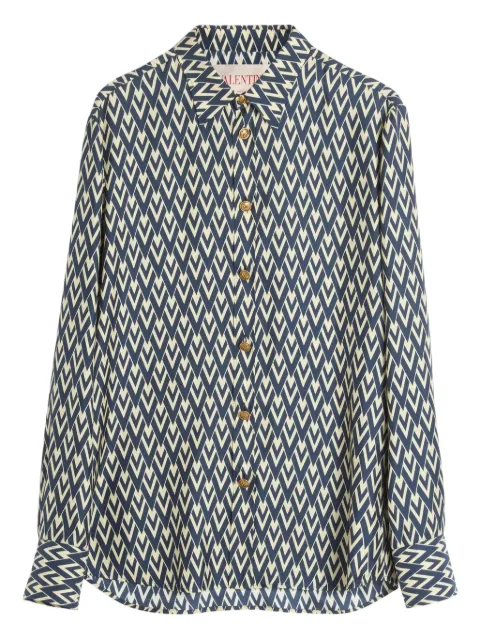 Valentino Garavani Toute La V-print silk shirt Blue VAB111AKE