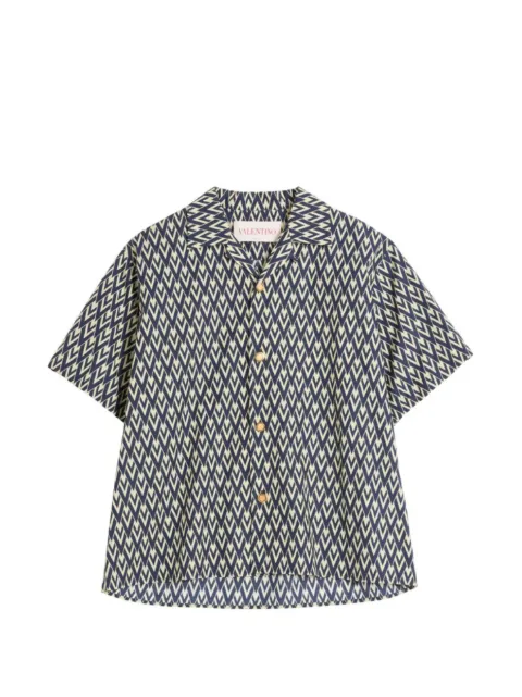 Valentino Garavani printed button-up bowling shirt Blue VAA111AS0