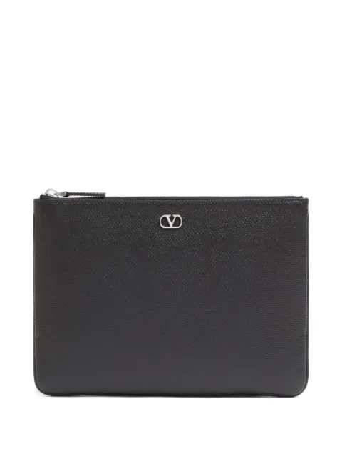 Valentino Garavani VLogo signature grainy calfskin pouch Black YP0V10UAG