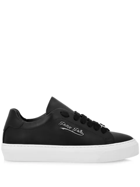 Philipp Plein Signature-print leather sneakers Black LADSUSC0790PLE005N
