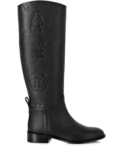 Philipp Plein monogram-debossed boots Black LADSWSE0908PLE010N