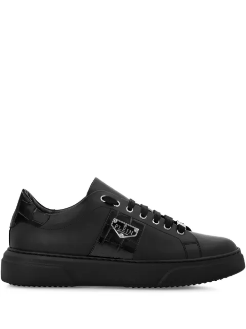 Philipp Plein Triangle Plein-plaque leather sneakers Black LADSUSC0784PLE075N