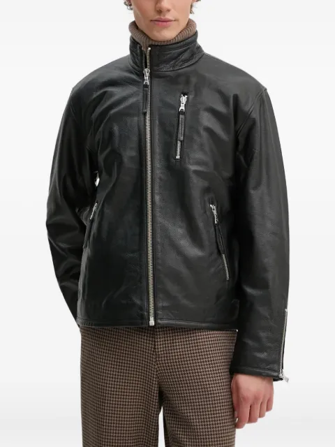 Won Hundred zip-fastening pockets leather jacket Black 325316015