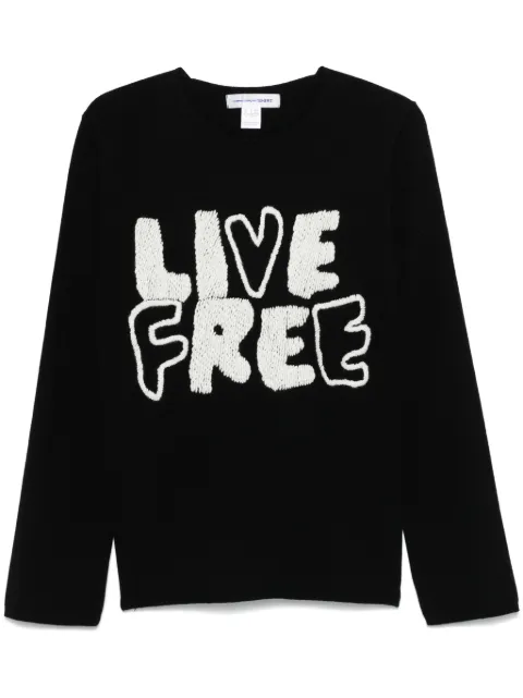 Comme Des Garçons Shirt Live Free-embroidered sweater Black FNN003