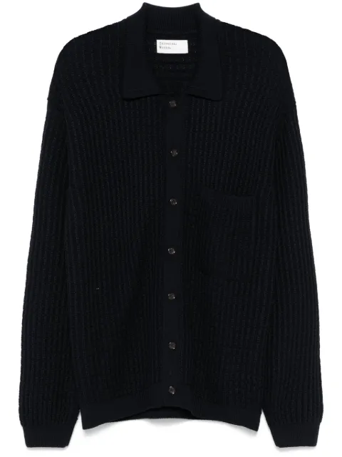 Universal Works classic-collar cardigan Blue 31455