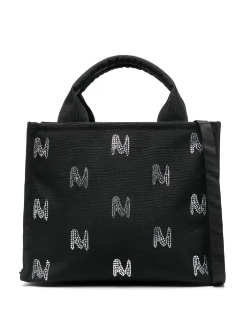 MSGM crystal-embellished logo tote bag Black 3742MDZ78415