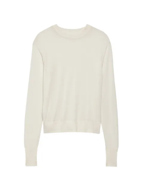 Another Tomorrow fine-knit long-sleeve top White A324KT129WV