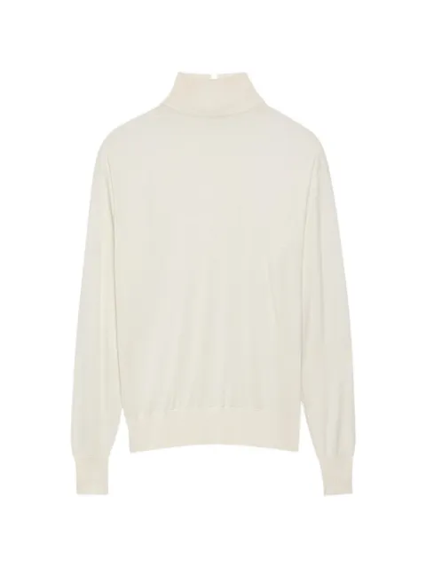 Another Tomorrow fine-knit turtleneck long-sleeve top White A324KT128WV