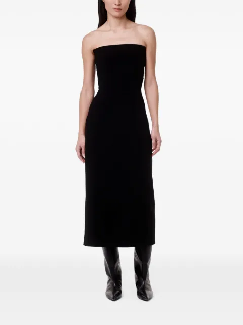 Another Tomorrow Doppio strapless midi dress Black A123DR040WV
