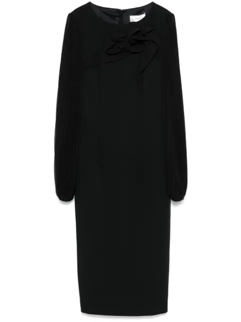 NISSA floral-appliqué midi dress Black RC15106