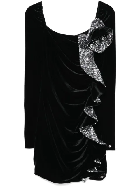 NISSA sequin-detail velvet mini dress Black RS15126