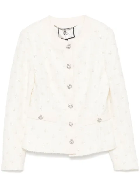 NISSA embroidered jacquard jacket White J15284WHITE