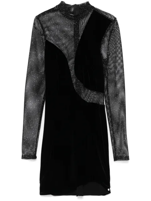 NISSA glitter-detail velvet mini dress Black RS15425