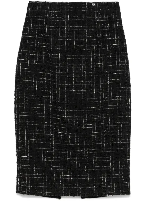 NISSA high-waisted bouclé midi skirt Black F15401BLACK