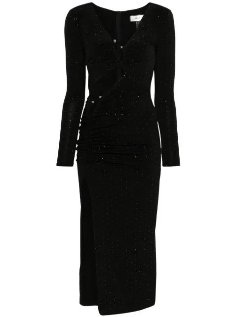 NISSA crystal-embellished midi dress Black RS15127BLACK