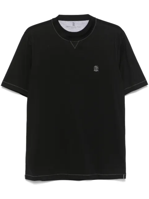 Brunello Cucinelli embroidered-logo T-shirt Black M0B131328GCG938
