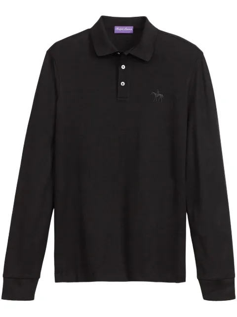 Ralph Lauren Purple Label logo-embroidered cotton polo shirt Black 790594891001