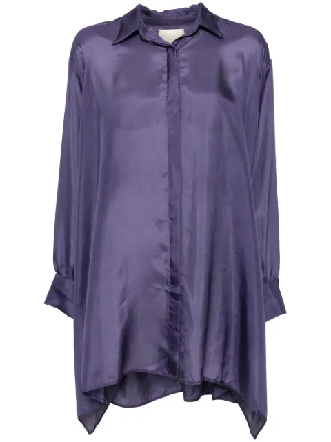 Shanshan Ruan washed silk apron shirt Purple SH30C69