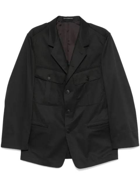 Yohji Yamamoto pleat-detail twill blazer Black MOJ03900