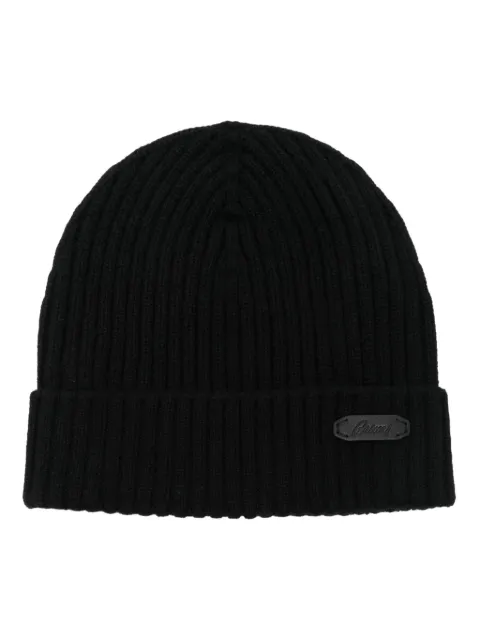 Brioni logo-patch beanie hat Black O4M80LOCK26