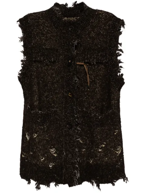 JNBY distressed knitted gilet Brown 5OA315450