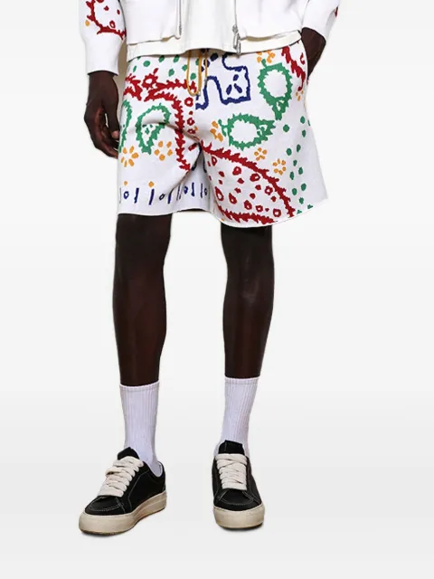 RHUDE bandana-intarsia shorts White RHPS25SH01472
