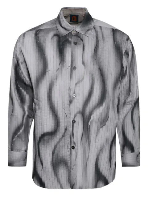 Casella Meyer pleated print shirt Grey CMS25SH100