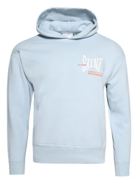 SAINT MXXXXXX logo-print hoodie Blue SMHR80000048