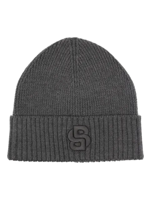 BOSS logo-embroidered beanie Grey 50522444030
